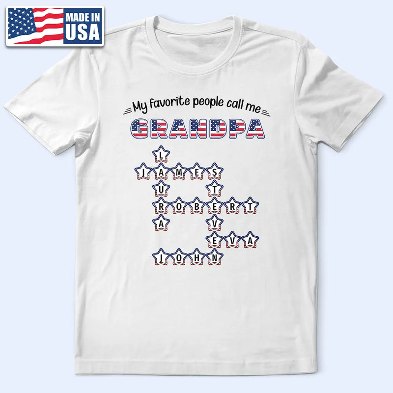 Independence Day,Gift For Grandpa,Humorous,Crossword - Crossword Stars & Stripes My Favorite People Call Me Grandpa - Personalized T Shirt