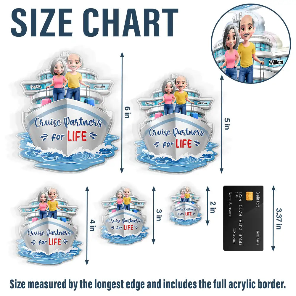 Summer,Gift For Couples,Cruising,Romantic,Vector - Cruising Partners For Life - Personalized Acrylic Magnet