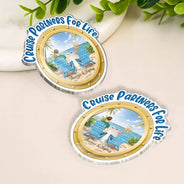 Summer, Gift For Couples, Cruising, Romantic, Vector - Cruising Partners For Life Backside - Personalized Acrylic Magnet