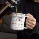 Gift For Grandma, Gift For Women, Happy, Top Market - Crystal Effect Birth Flower Grandkids Make Life More Grand - Personalized White Edge-to-Edge Mug