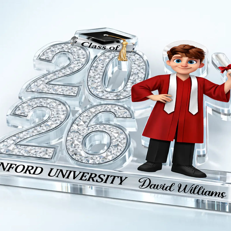 Graduation, Gift For Yourself, Gift For Women, Gift For Men, Happy - Crystal Effect Graduation Man Woman - Personalized Custom Shaped Acrylic Plaque