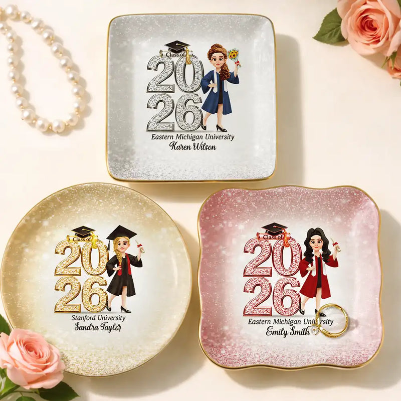 Graduation,Gift For Yourself,Gift For Women,Gift For Men,Happy - Crystal Effect Graduation Man Woman - Personalized Ring Dish
