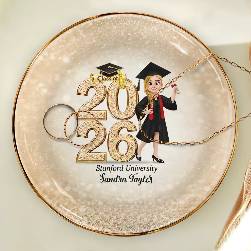 Graduation,Gift For Yourself,Gift For Women,Gift For Men,Happy - Crystal Effect Graduation Man Woman - Personalized Ring Dish