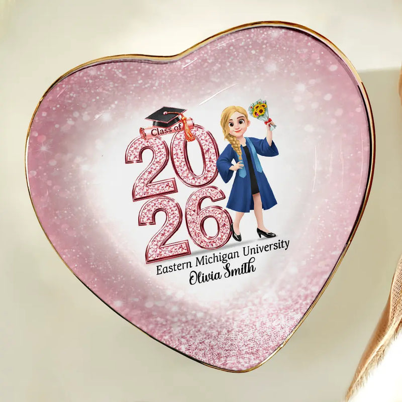 Graduation,Gift For Yourself,Gift For Women,Gift For Men,Happy - Crystal Effect Graduation Man Woman - Personalized Ring Dish