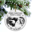Custom Photo Baby Expecting See You In 2027 - Personalized Circle Ceramic Ornament