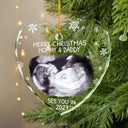 Custom Photo Baby Expecting See You In 2027 - Personalized Heart Shaped Glass Ornament