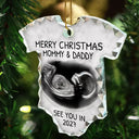 Custom Photo Baby Expecting See You In 2027 - Personalized Onesie Shaped Glass Ornament