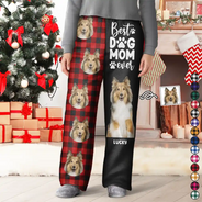 Custom Photo,Dog Lovers,Dog Mom,Pet Lovers,Happy - Custom Photo Best Dog Mom Ever Flannel Pattern - Personalized Pajama Pants