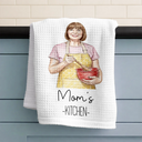 Gift For Wife,Gift For Yourself,Gift For Women,Gift For Mother,Gift For Aunt,Gift For Grandma,Happy,Cooking,Baking  - Custom Photo Colored Pencil Sketch Mom Grandma Kitchen - Personalized Kitchen Towel