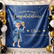 Graduation,Gift For Yourself,Gift For Bestie,Gift For Daughter,Gift For Son,Photo,Vector,Proud - Custom Photo Congratulations On Your Graduation - Personalized Backdrop