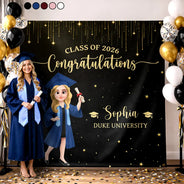 Graduation,Gift For Yourself,Gift For Bestie,Gift For Daughter,Gift For Son,Photo,Vector,Proud - Custom Photo Congratulations On Your Graduation - Personalized Backdrop