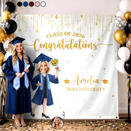 Graduation,Gift For Yourself,Gift For Bestie,Gift For Daughter,Gift For Son,Photo,Vector,Proud - Custom Photo Congratulations On Your Graduation - Personalized Backdrop