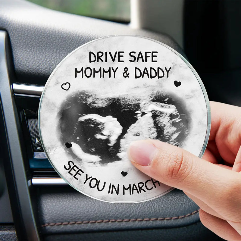 New Dad,New baby,New Mom,Happy - Custom Photo Expecting Parents See You In - Personalized Acrylic Car Vent Clip