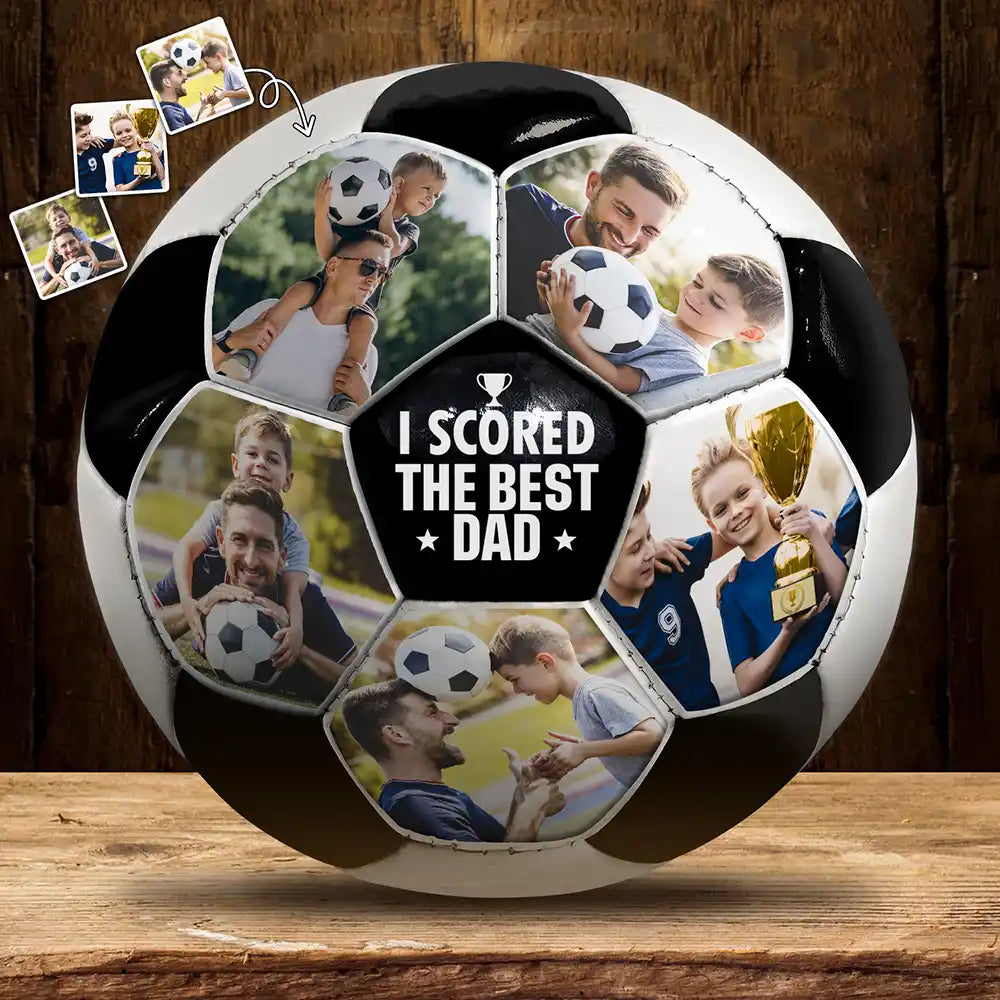 Gift For Father,Sport Dad - Custom Photo I Scored The Best Dad - Personalized Soccer Ball