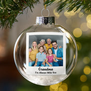 Memorial,Christmas,Custom Photo,Family,Sad - Custom Photo Polaroid Missing You At Christmas & Always - Personalized Glass Bauble Ornament