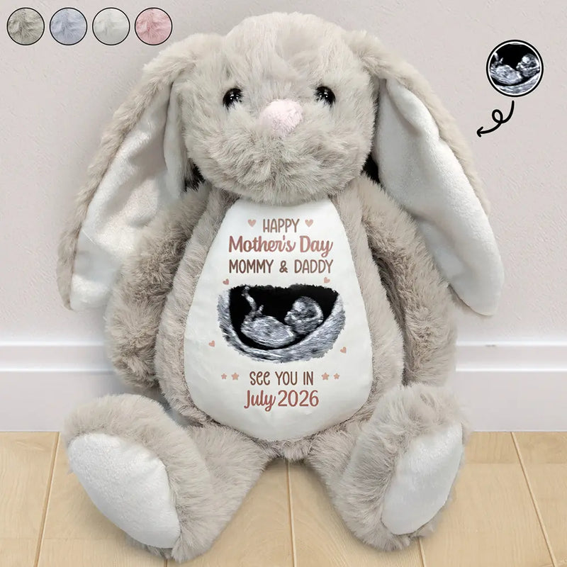 New baby,New Mom,Happy - Custom Photo See You In 2026 Baby Expecting - Personalized Soft Toy Bunny