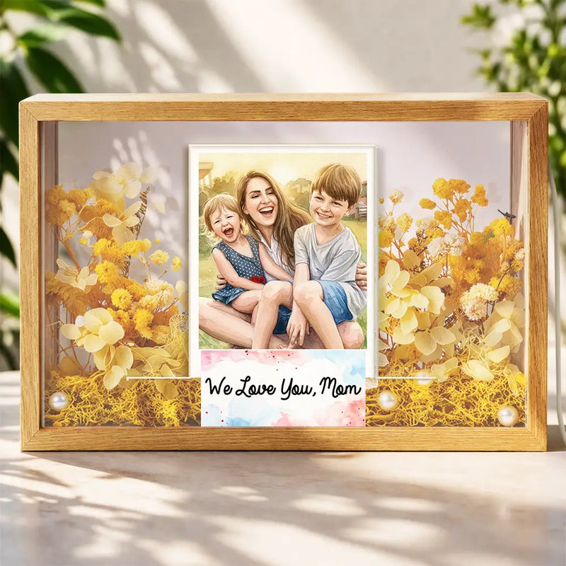 Gift For Wife, Gift For Mother, Gift For Women, Gift For Grandma, Mom - Daughters (Young), Mom - Sons, Mom - Children, Mom - Daughters (Adult), Love - Custom Photo Watercolor Painting Mother And Daughter Forever Linked Together - Personalized Flower Light Box