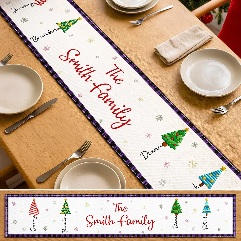 Sentimental,Christmas,Family,Icon - Custom Family Christmas Trees - Personalized Table Runner