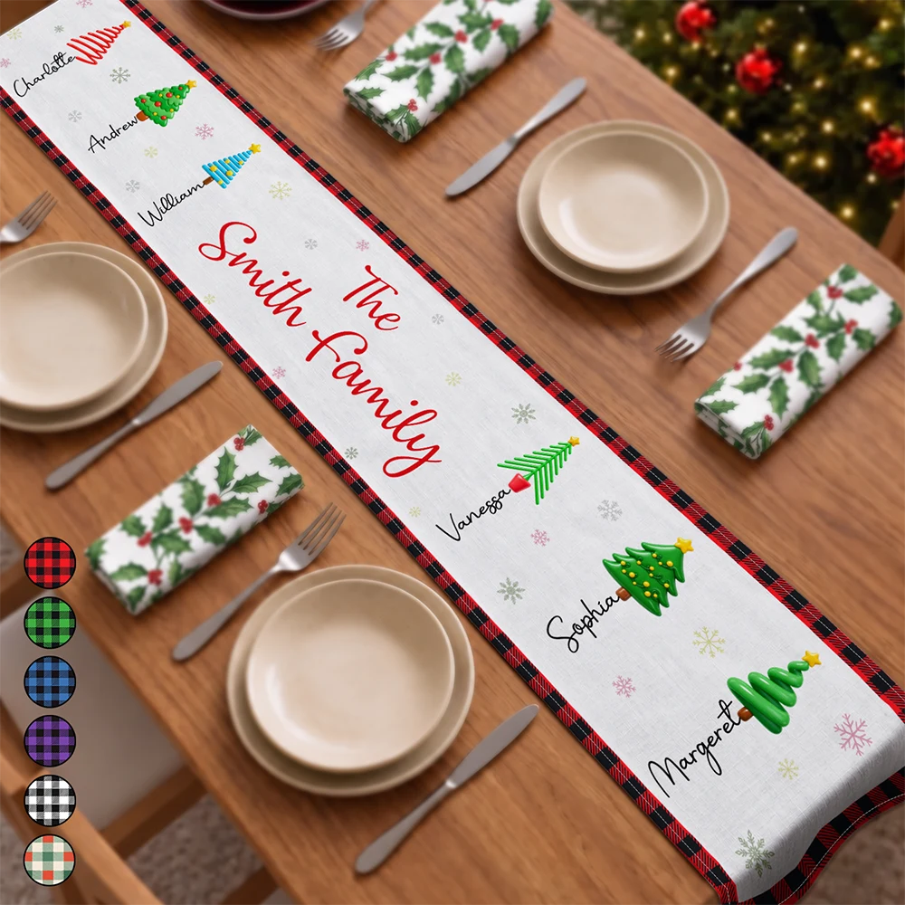 Sentimental,Christmas,Family,Icon - Custom Family Christmas Trees - Personalized Table Runner