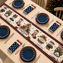 Sentimental,America 250th,Christmas,Family,Icon - Custom Family Name 250 Years Of Freedom Christmas - Personalized Table Runner