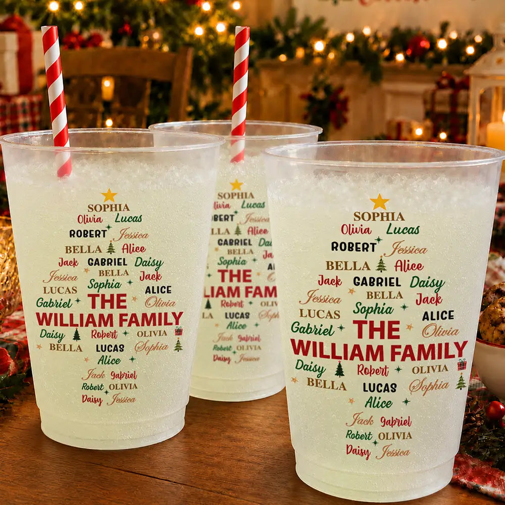 Custom Family Names Christmas - Personalized Frosted Cups
