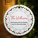 Sentimental,Christmas,Family,Text Shape - Circle - Custom Family Names Circle Together - Personalized Circle Ceramic Ornament