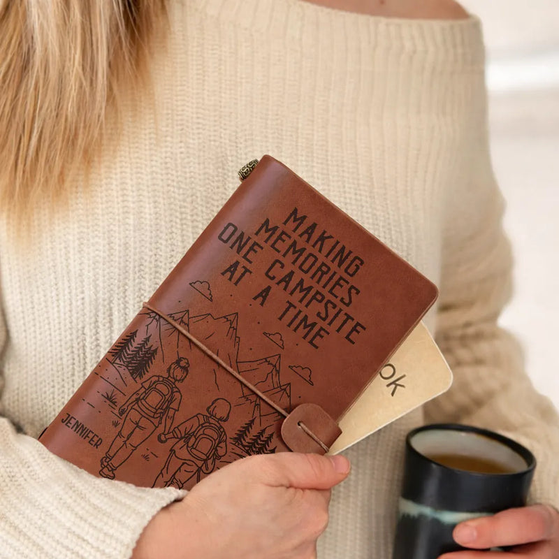 Gift For Couples,Old Couples,Gift For Husband,Gift For Wife,Gift For Boyfriend,Gift For Girlfriend,Happy - The Adventure Book Of Happy Couple - Personalized Leather Vintage Journal