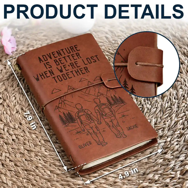 Gift For Couples,Old Couples,Gift For Husband,Gift For Wife,Gift For Boyfriend,Gift For Girlfriend,Happy - The Adventure Book Of Happy Couple - Personalized Leather Vintage Journal