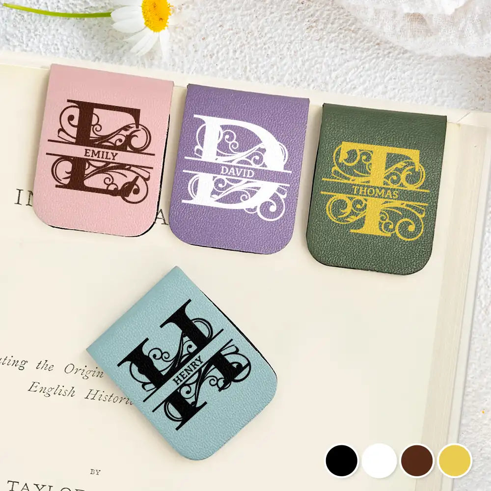 Gift For Yourself,Reading - Custom Name Vintage Monogram - Personalized Leather Magnetic Bookmark