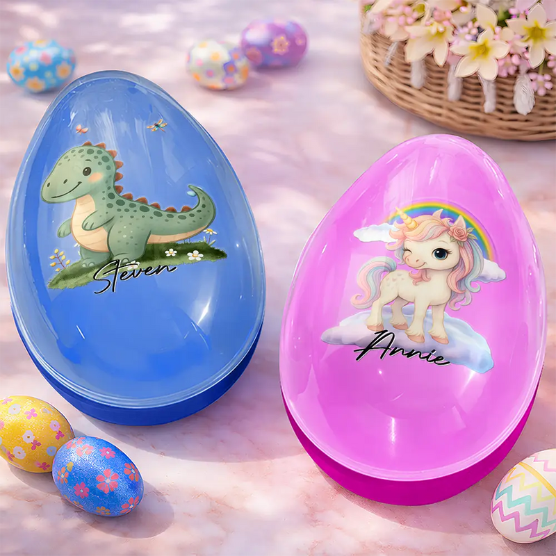 Easter,Non-Eng,Gift For Kids,Gift For Grandkids,Grandma - Grandkids,Grandpa - Grandkids,Dad - Children,Mom - Children,Happy - Custom Name With Adorable Animal - Personalized Fillable Egg