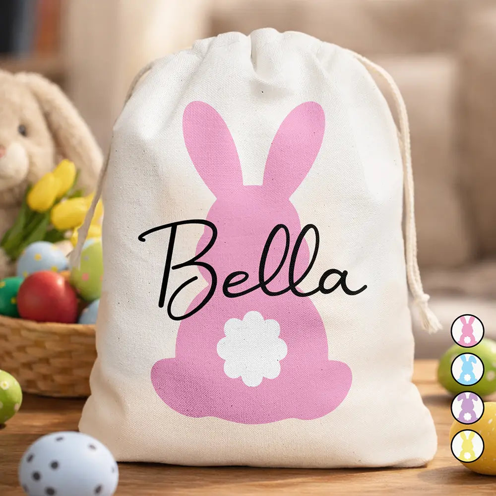 Grandpa,Gift For Kids,Grandma,Grandkids,Gift For Grandkids,Parents,Dad,Mom,Children - Custom Name With Backside Bunny - Personalized Favor Bag