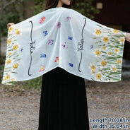 Gift For Mother,Gift For Grandma,Gift For Women,Happy - Custom Name With Birth Month Flower - Personalized Lightweight Soft Shawl