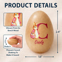 Easter,Non-Eng,Gift For Kids,Gift For Grandkids,Grandma - Grandkids,Grandpa - Grandkids,Dad - Children,Mom - Children,Happy - Custom Name With Bunny Holding An Egg Basket - Personalized Musical Wooden Easter Egg Shaker