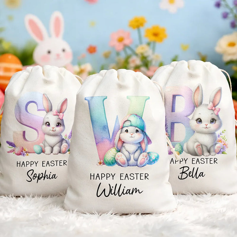 Grandpa,Grandkids,Gift For Kids,Grandma,Gift For Grandkids,Mom,Dad,Happy - Custom Name With Easter Bunny Alphabet Letters - Personalized Favor Bag