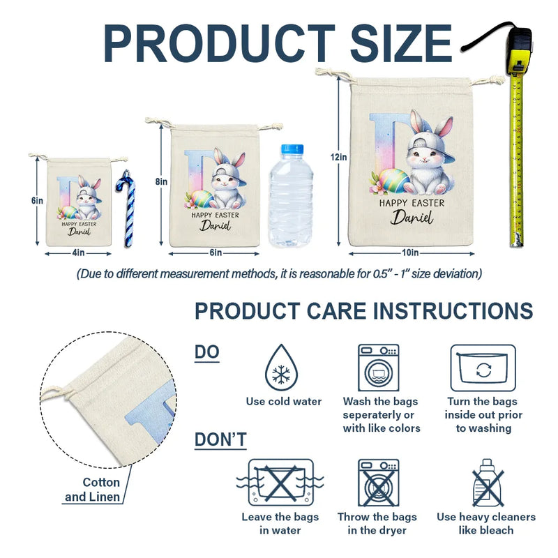 Grandpa,Grandkids,Gift For Kids,Grandma,Gift For Grandkids,Mom,Dad,Happy - Custom Name With Easter Bunny Alphabet Letters - Personalized Favor Bag