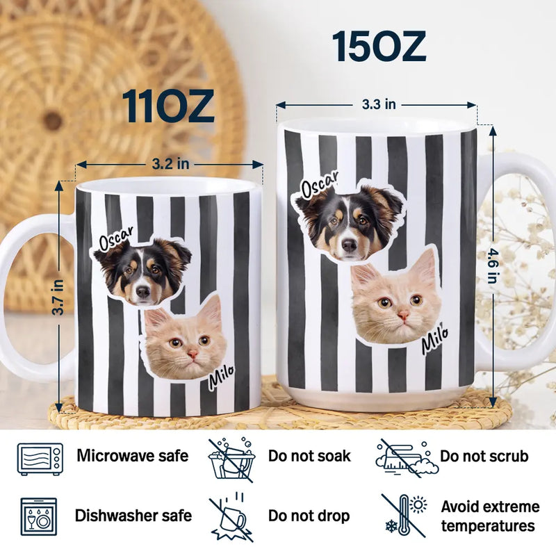 Gift For Couples,Gift For Husband,Gift For Wife,Gift For Boyfriend,Gift For Girlfriend,Parents,Gift For Yourself,Gift For Women,Gift For Men,Gift For Mother,Gift For Father,Family,Gift For Bestie,Gift For Sibling,Gift For Sisters,Gift For Brothers,Dog Lovers,Pet Lovers,Dog Mom,Dog Dad,Dog Couple,Cat Lovers,Cat Mom,Cat Dad,Cat Couple,Pet Mom,Pet Dad,Pet Couple,Happy - Custom Outline Photo For Couple Family Dog Cat With Colorful Stripes - Personalized White Edge-to-Edge Mug