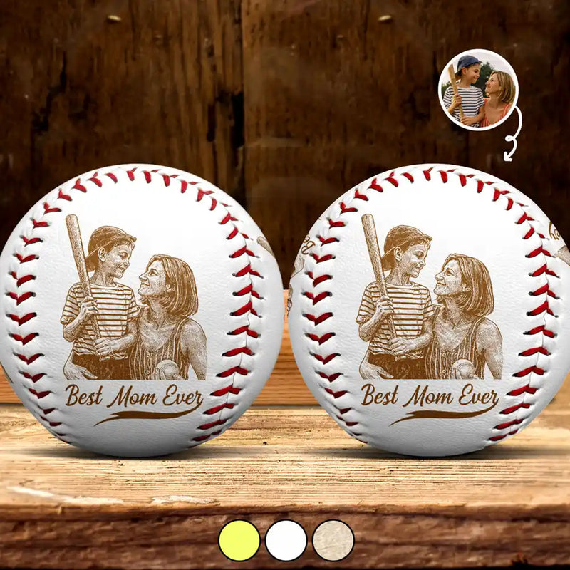 Gift For Mother, Sport Mom, Baseball, Happy - Custom Photo Pencil Sketch Best Mom Ever - Personalized Baseball, Softball