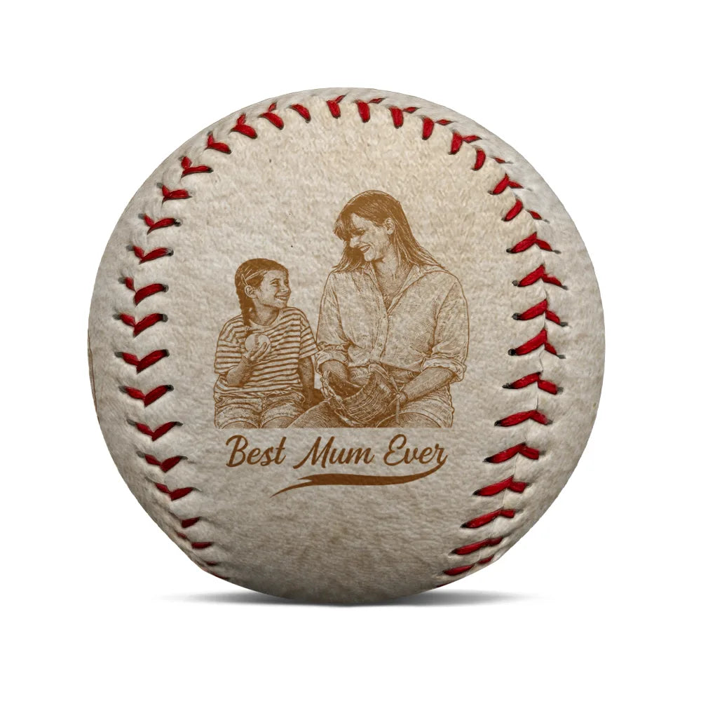 Gift For Mother, Sport Mom, Baseball, Happy - Custom Photo Pencil Sketch Best Mom Ever - Personalized Baseball, Softball