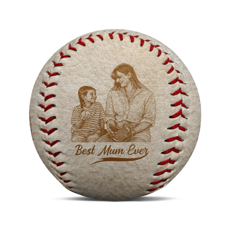 Gift For Mother, Sport Mom, Baseball, Happy - Custom Photo Pencil Sketch Best Mom Ever - Personalized Baseball, Softball