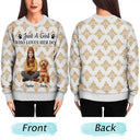 Art Design,Confident,Pet Lovers,Photo - 3D Human Pet Autumn Theme -Custom Photo 3D Autumn Concept Just A Girl Who Loves Her Dog - Personalized Unisex Ugly Sweater