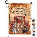 Art Design,Playful,Pet Lovers,Photo - 3D Human Pet Autumn Theme - Custom Photo 3D Autumn Concept Wonderful Time Of The Year - Personalized Flaga
