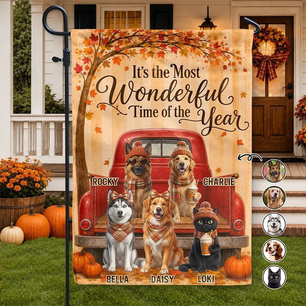 Custom Photo 3D Autumn Concept Wonderful Time Of The Year - Personalized Flag