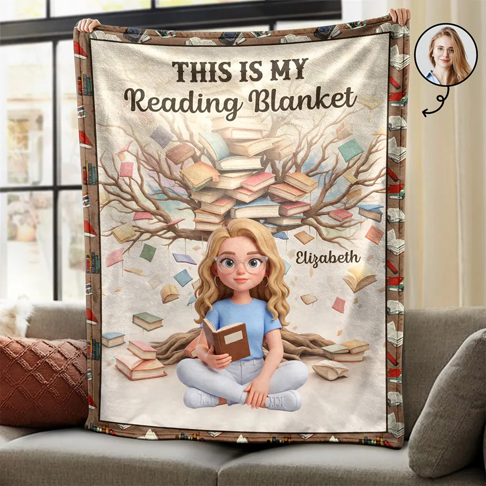 Art Design,Christmas,Cozy,Reading,Gift For Yourself,Gift For Women,Photo - 3D Reading Woman & Man - Custom Photo 3D Book Lover - Personalized Fleece Blanket, Sherpa Blanket