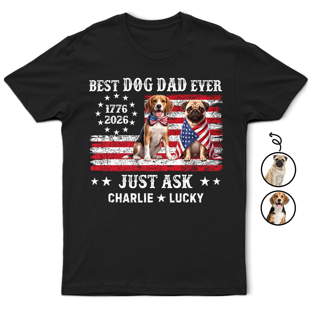 America 250th, Custom Photo, Independence Day, Art Design, Pet Lovers, Top Market, Playful, Photo - US Theme Accessories 3D Cartoon - Custom Photo 3D Cartoon With US Accessories 250th Anniversary Best Pet Dad Pet Mom Ever Just Ask - Personalized T Shirt