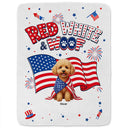 America 250th,Custom Photo,Independence Day,Art Design,Pet Lovers,Playful,Photo - US Theme Accessories 3D Cartoon - Custom Photo 3D Cartoon With US Accessories Red White Woof - Personalized Fleece Blanket, Sherpa Blanket