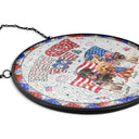America 250th, Custom Photo, Independence Day, Art Design, Pet Lovers, Playful, Photo - US Theme Accessories 3D Cartoon - Custom Photo 3D Cartoon With US Accessories Red White Woof - Personalized Stained Glass Window Hanging Suncatcher