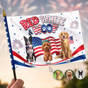 America 250th,Custom Photo,Independence Day,Art Design,Family,Proud,Photo - US Theme Accessories 3D Cartoon - Custom Photo 3D Cartoon With US Accessories Red White Woof - Personalized Handheld Flag