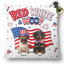 America 250th,Custom Photo,Independence Day,Art Design,Pet Lovers,Playful,Photo - US Theme Accessories 3D Cartoon - Custom Photo 3D Cartoon With US Accessories Red White Woof - Personalized Pillow