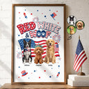 America 250th,Custom Photo,Independence Day,Art Design,Pet Lovers,Playful,Photo - US Theme Accessories 3D Cartoon - Custom Photo 3D Cartoon With US Accessories Red White Woof - Personalized Poster