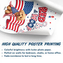 America 250th,Custom Photo,Independence Day,Art Design,Pet Lovers,Playful,Photo - US Theme Accessories 3D Cartoon - Custom Photo 3D Cartoon With US Accessories Red White Woof - Personalized Poster